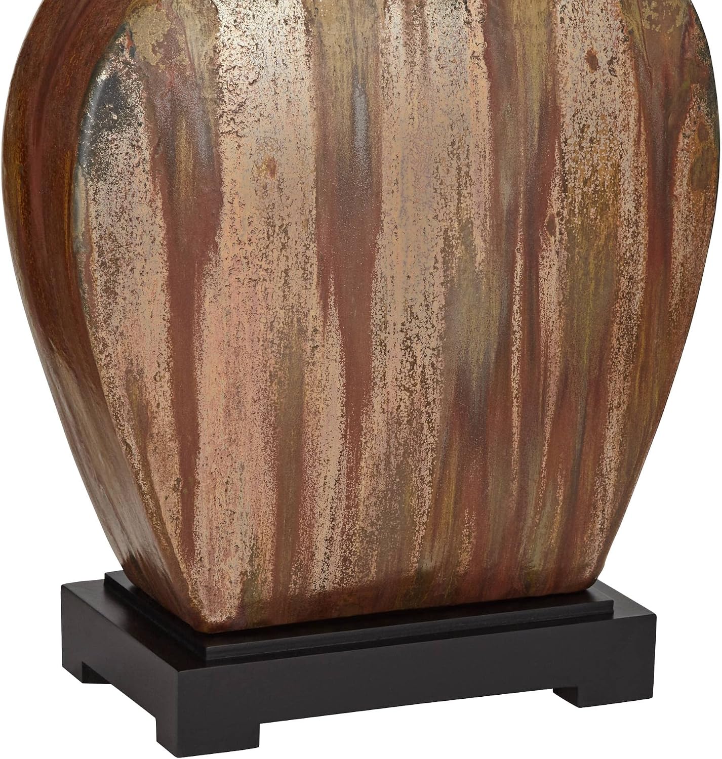 Possini Euro Design Julius Mid Century Modern Table Lamp 27' Tall Brown Ceramic Copper Drip Rectangular Fabric Shade Decor for Living Room Bedroom House Bedside Home Office (Color May Vary)