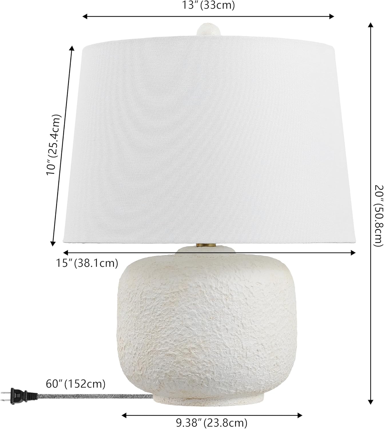 JONATHAN Y 20' Antique White Textured Resin Table Lamp Set of 2 for Bedroom, Coastal Farmhouse Nightstand Lamps for Living Room, White Linen Shade, LED Bulbs Included JYL9208A-SET2