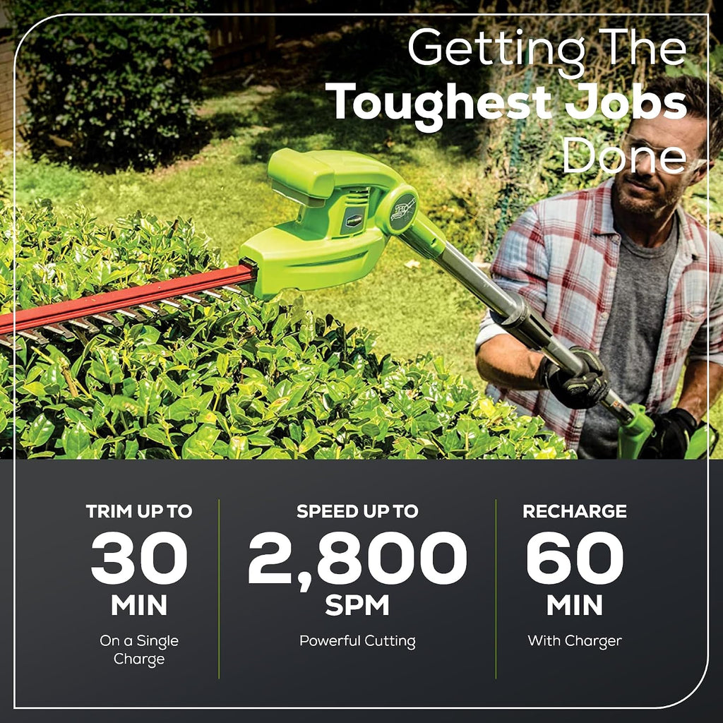 Greenworks 40V 20' Cordless Pole Hedge Trimmer, 2.0Ah Battery and Charger Included