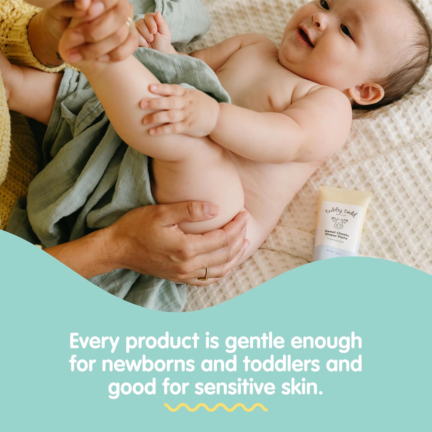 Tubby Todd Baby Bundle Newborn Skin Care Set | Hypoallergenic Hair + Body Wash, All Over Ointment Sweet Cheeks Diaper Paste, Full Size, Fragrance Free