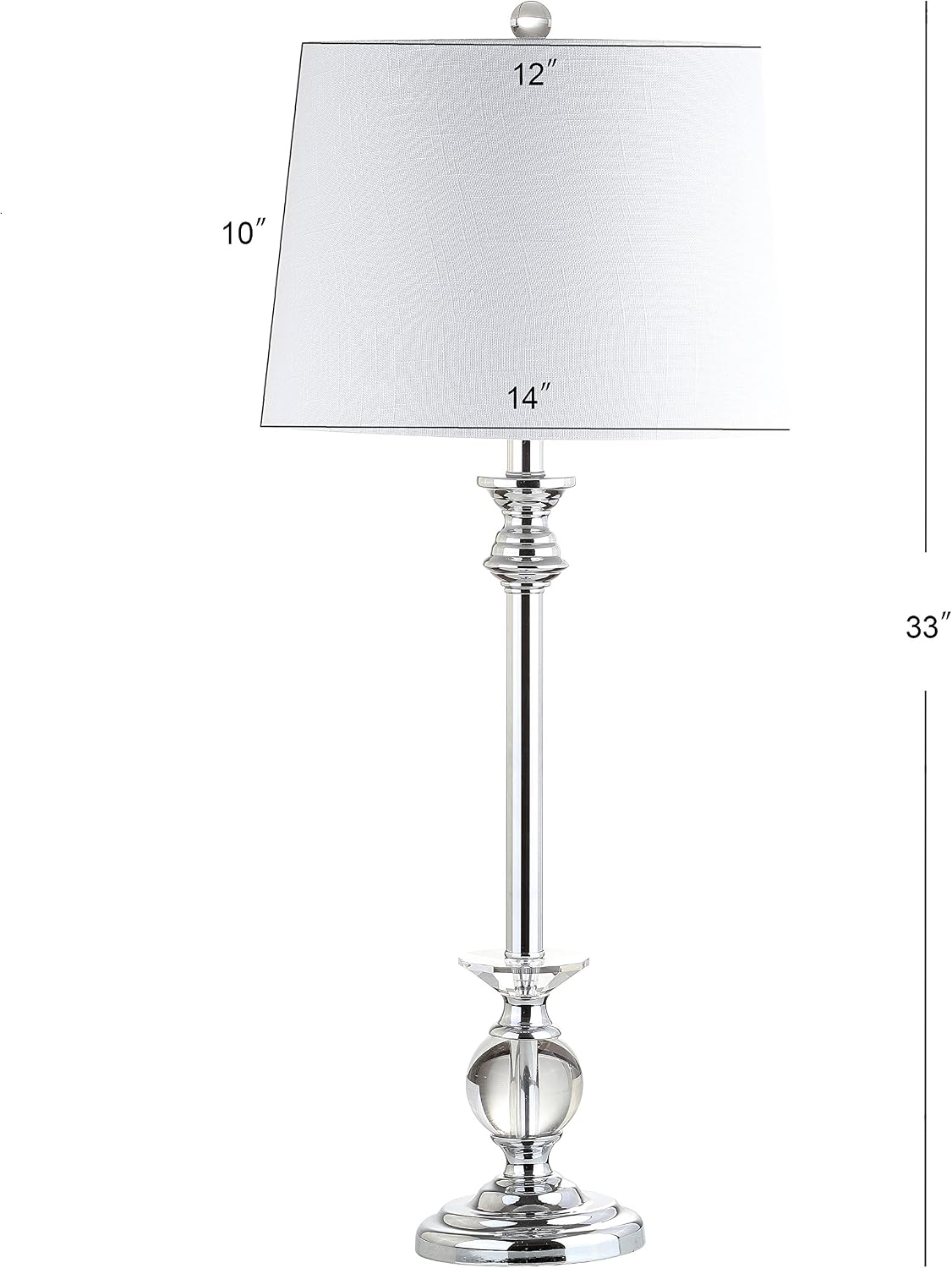 JONATHAN Y 33' Crystal and Chrome LED Table Lamp Set of 2, Contemporary Clear Metal Lamps for Living Room Bedroom, White Linen Drum Shade, LED Bulbs Included, UL Listed JYL2056A-SET2