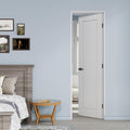 18' x 80' Prehung Door White Primed Panel Slab Doors with Jamb Kit, Solid Core MDF Interior Door for Bathroom Pantry Laundry, Easy Assemble - Right Handed