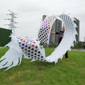 Kunovo Dragon Poi White Dance Dragon Flinging Ribbon, Traditional Fitness Spinning Drago Ribbons with Dragon Head, Dragon Poi Set for Juggling/Event Celebration (Size : 6 m (20 ft)), 58741