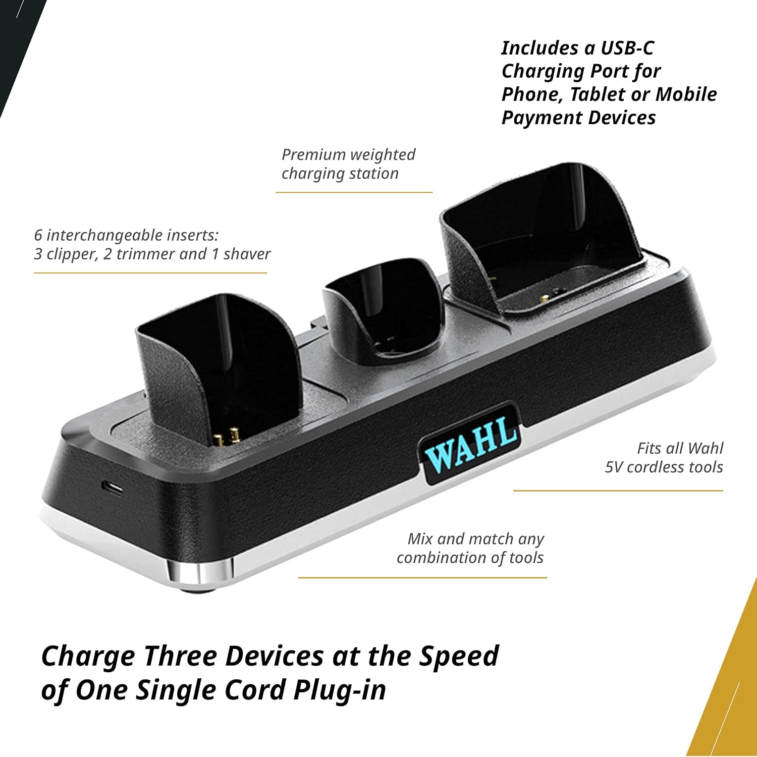 Wahl Professional 5-Star Kit, with Cordless Magic Clip Clipper, Detailer Li Trimmer, Vanish Shaver & Power Station Charging Dock, 100+ Minutes Runtime
