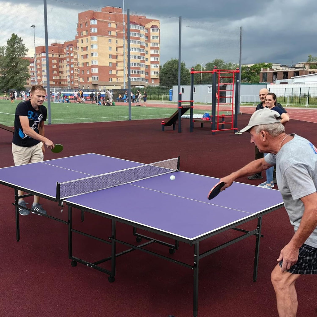 Portable Ping Pong Table,9 FT/8 FT Professional Indoor/Outdoor Table Tennis Tables Game with Net for Adults/Teens,2 Tennis Paddles and 3 Balls- Quick Assembly