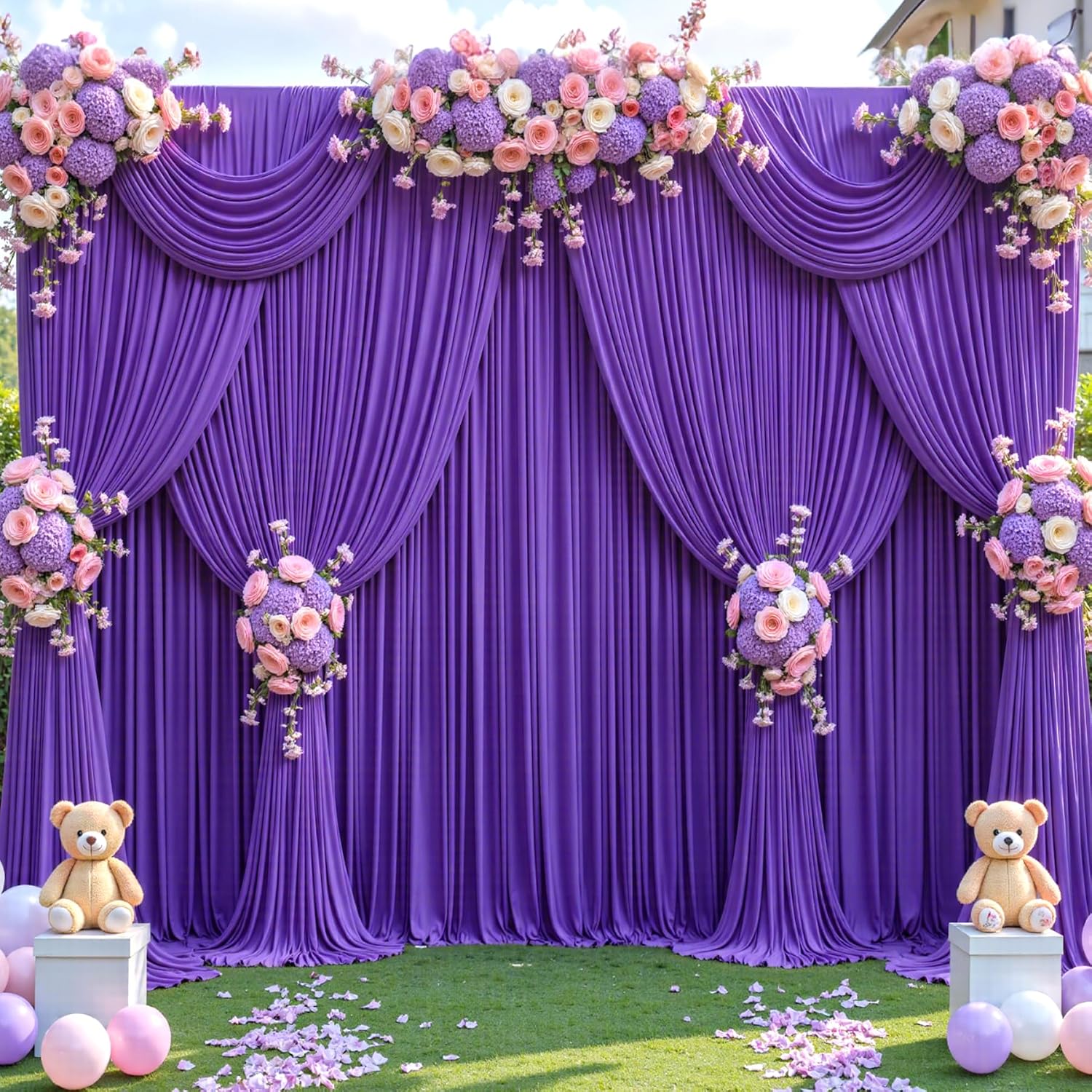 50ft x 12ft Purple Backdrop Curtains Wrinkle Free Backdrop Curtain for Wedding Parties Purple Fabric Backdrops Drapes Back Drop Cloth Bridal Shower Stage Curtains Wedding Decorations for Reception