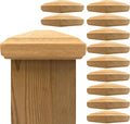 3.5' x 3.5' Wood ONE-Piece Slip Over Post Cap - Traditional Pyramid - 12 Pack - One-Piece Miterless - 3/8' Extended Lip - (for 4x4 Post Measuring 3-1/2' x 3-1/2')