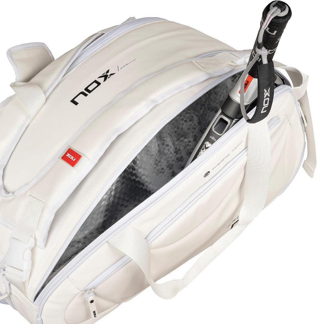 NOX Padel Bag PRO SERIES | Thermal ThermoTech Compartment | Large Capacity for 5 Rackets & Ventilated Shoe Pocket | Ergonomic Design with Backpack Straps | Padel Racket Bag for Men & Women