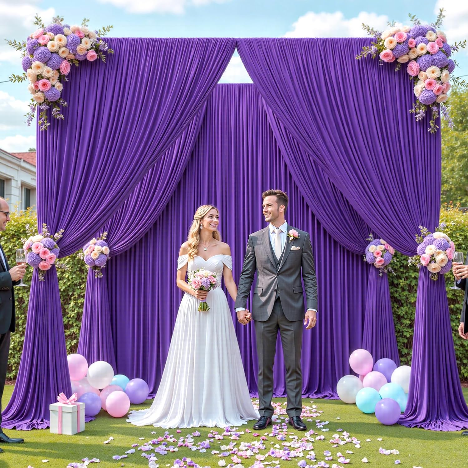 40ft x 12ft Purple Backdrop Curtains Wrinkle Free Backdrop Curtain for Wedding Parties Purple Fabric Backdrops Drapes Back Drop Cloth Bridal Shower Stage Curtains Wedding Decorations for Reception
