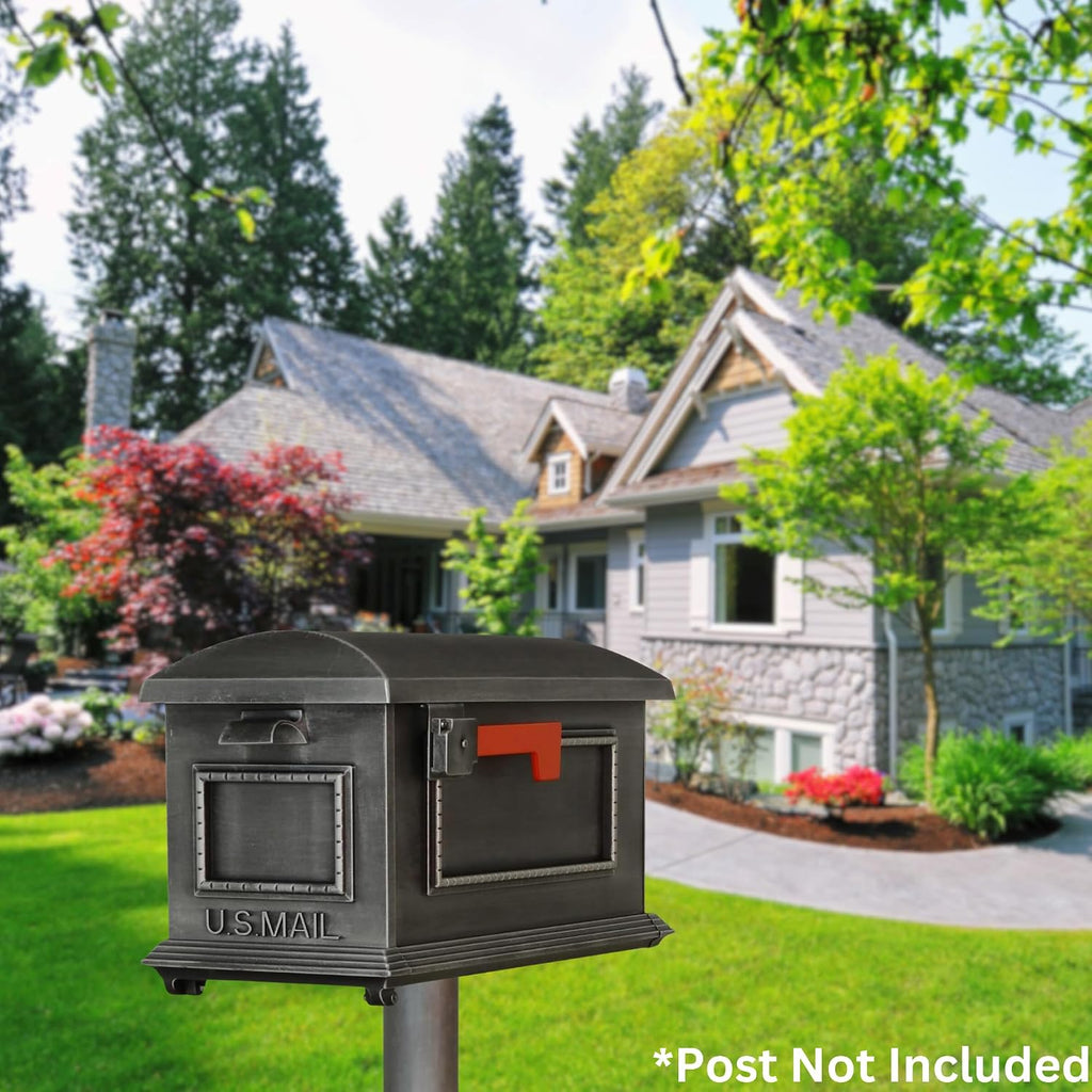 Special Lite Traditional Curbside Mailbox - Swedish Silver Aluminum Mailbox for Post Mount - SCT-1010-SW