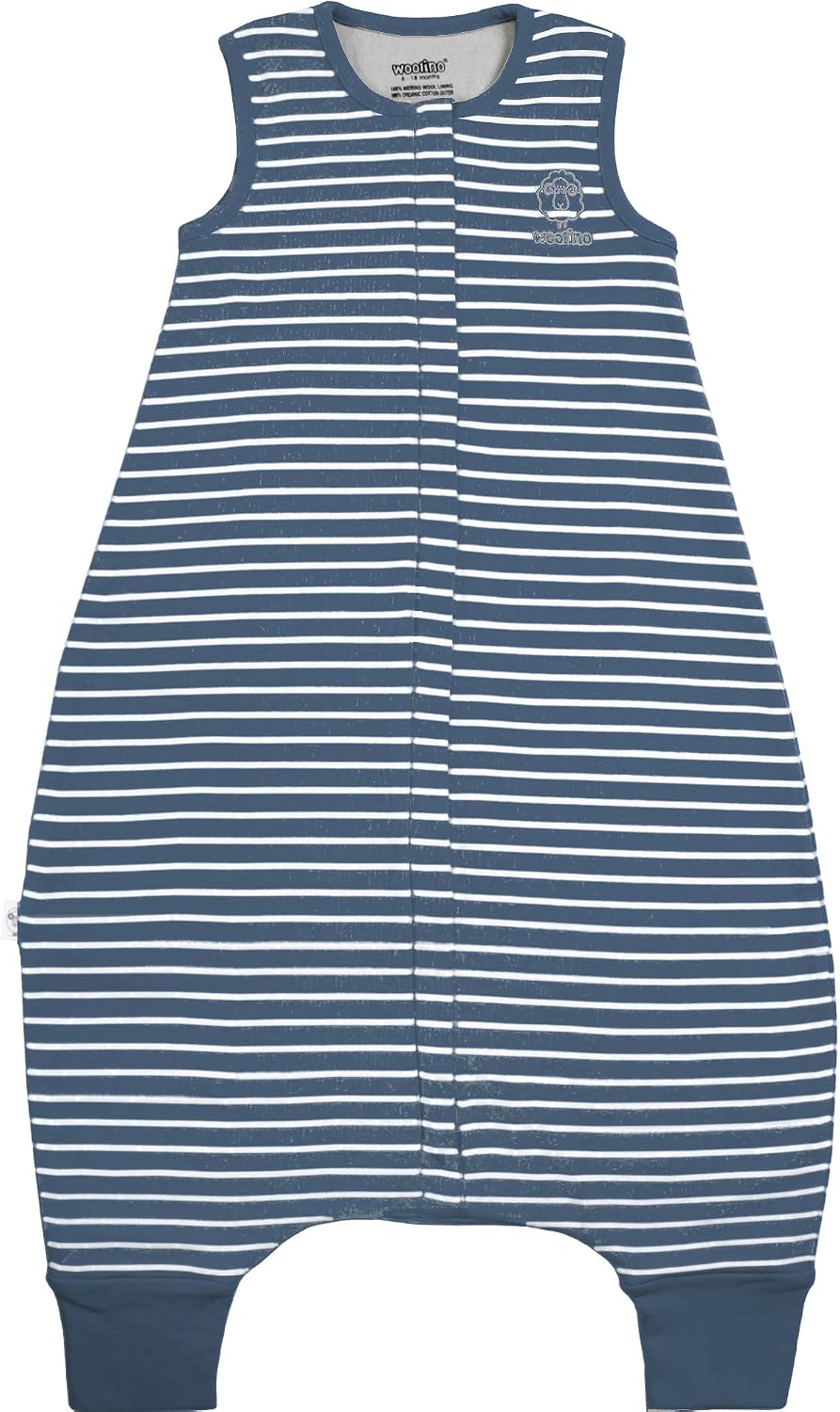 Woolino 4 Season Baby Sleep Bag with Feet Holes, Australian Merino Wool and Organic Cotton, Toddler Sleeping Bag, 18-36mo, Navy Blue