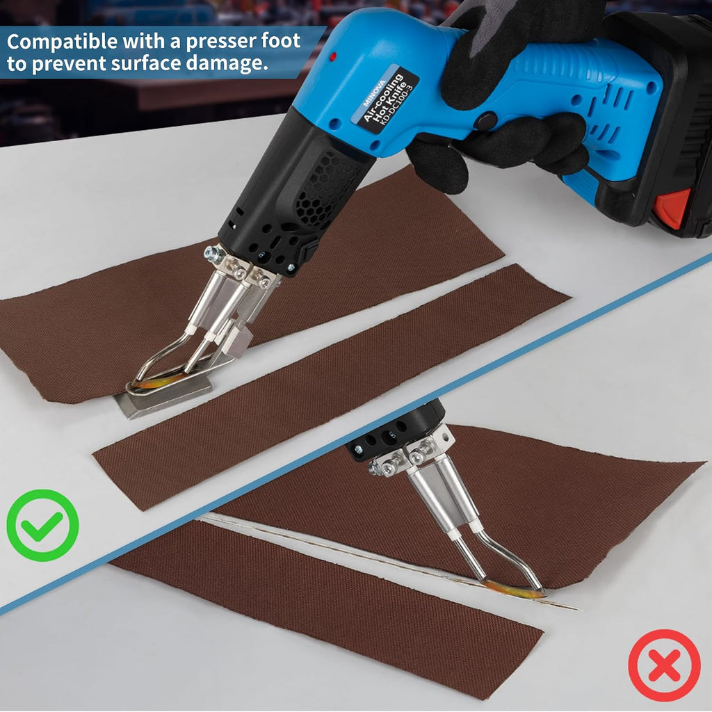 Cordless Air Cooling Pro Electric Hot Knife, Bare Machine 3 Blades Fabric Cutter & Rope Cutting Tool with Heavy-Duty Case & Battery Adapter compatible with MWK Battery Not Included