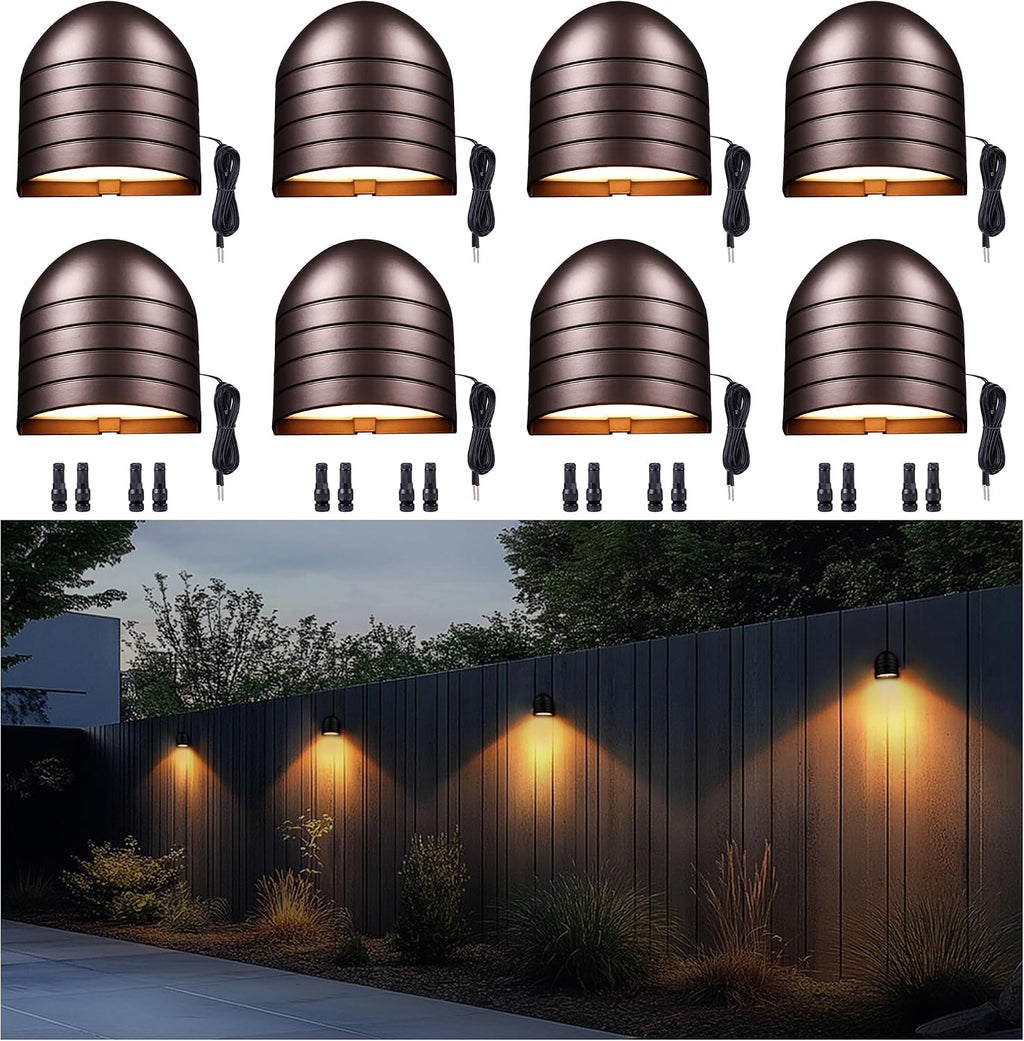 LED Deck Lights - Outdoor Landscape 12V Waterproof Lighting, Low Voltage Step Lights, Warm White & Cool White Adjustable Wired Aluminum Oil-Rubbed Bronze for Wall Stair Yard 8 Pack