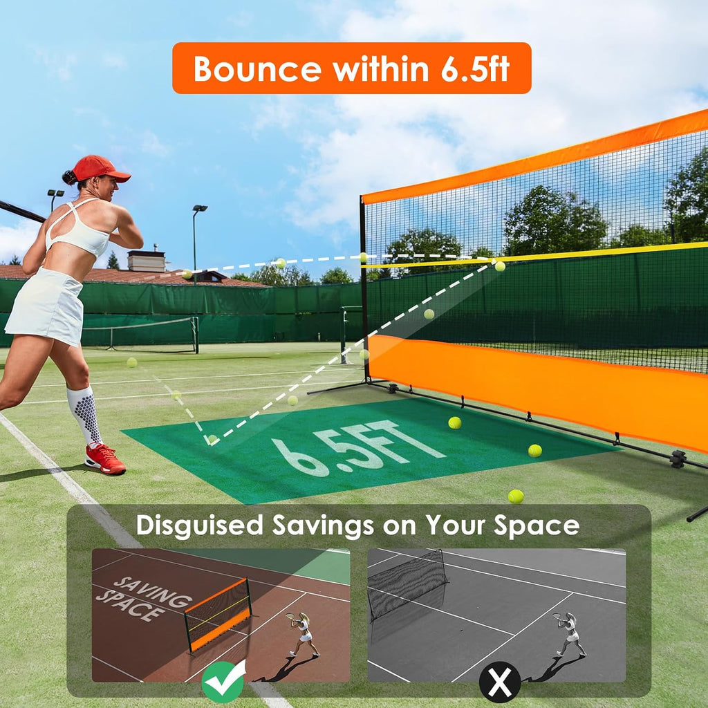 ORIENGEAR Tennis Rebound Practice Wall - 12ft x 6ft Rebounder Net for Racquet Sports, Ball & Pickleball, Training Backboard for Court Backyard and Indoor & Outdoor Use