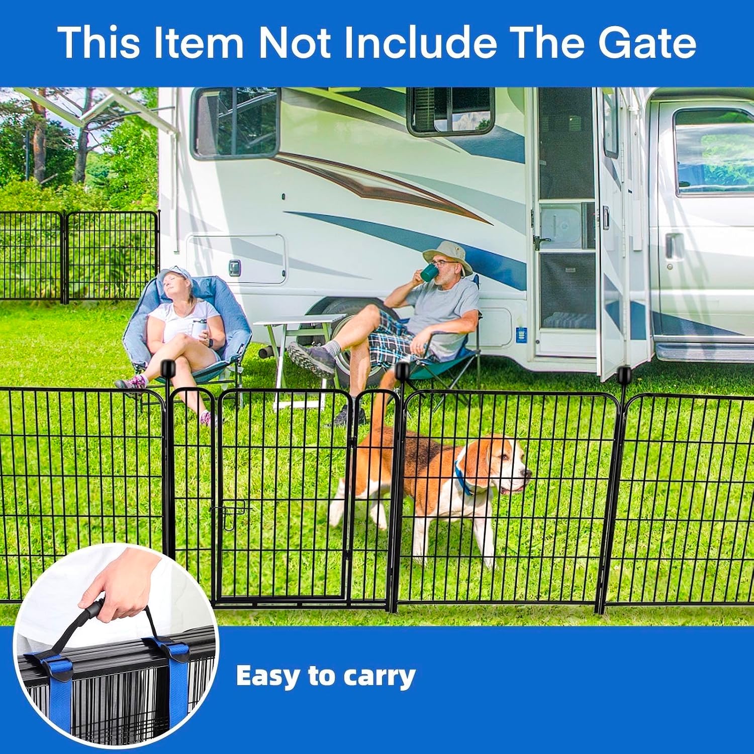ADAVIN 48 in(H) Garden Fence Panels, 8 Panels Total 17.7 Ft(L), Heavy Duty Iron Metal Animal Barrier Fence, Fencing for Flowers Beds, Camping Fence, No Dig Garden Border Fencing for Yard（No Gate）