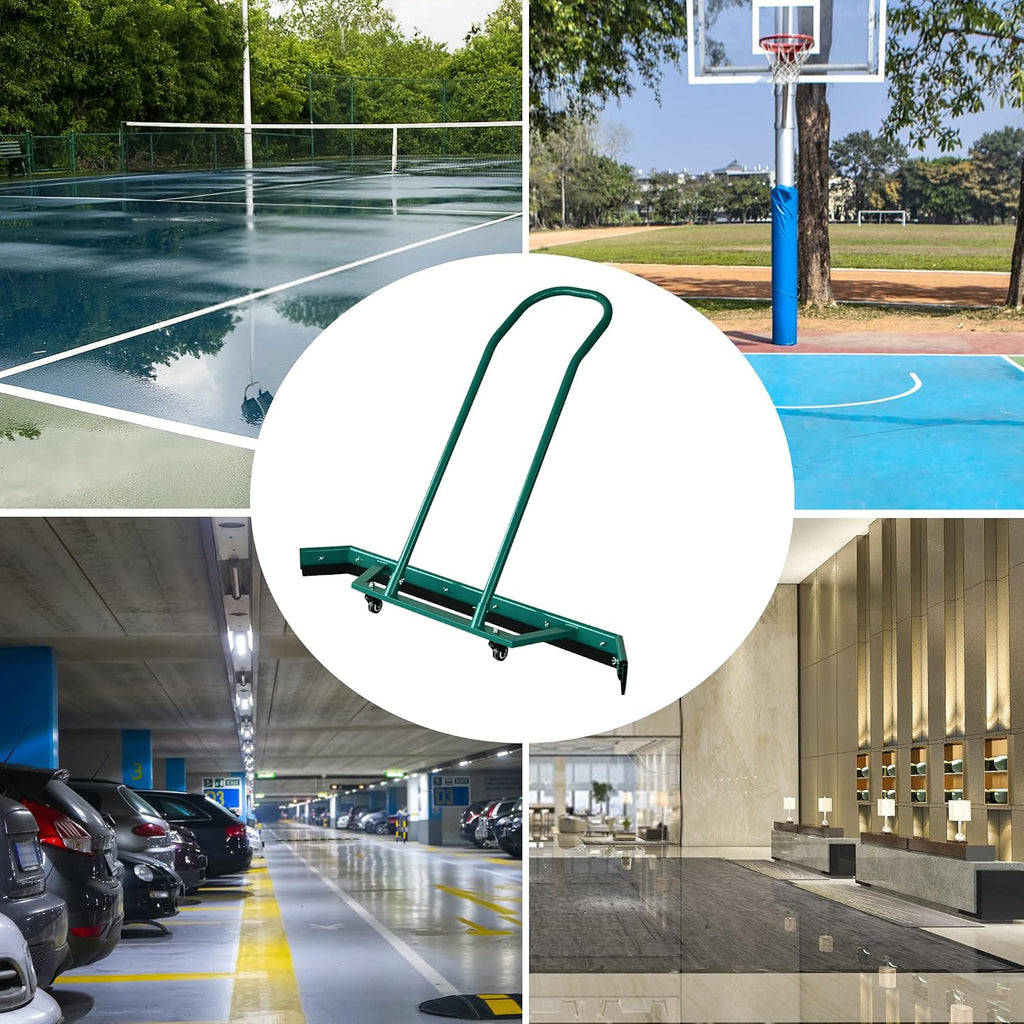 AIWFL 4.3FT Aluminium Alloy Sport Tennis Court Squeegee with Wheels, Tennis Court Rain Shuttle with Additional 2 EVA Foam Blade, Professional Squeegees Floor Water Remover Squeegee Broom, Green