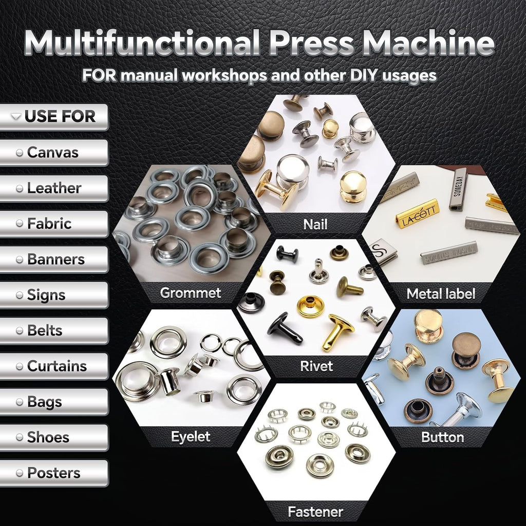 DK98 Upgraded Have Duty Hand Press Grommet kit with Eyelet Punch Tool kit.3 Dies and 1500 Pcs Grommets for Fabric tarps Curtains Paper Leather and Canvas