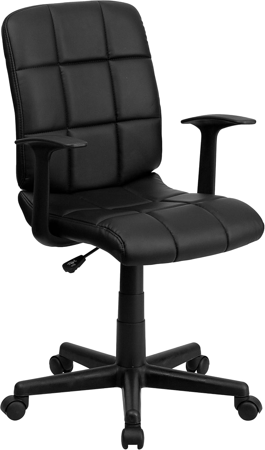 Flash Furniture Clayton Mid-Back Black Quilted Vinyl Swivel Task Office Chair with Arms