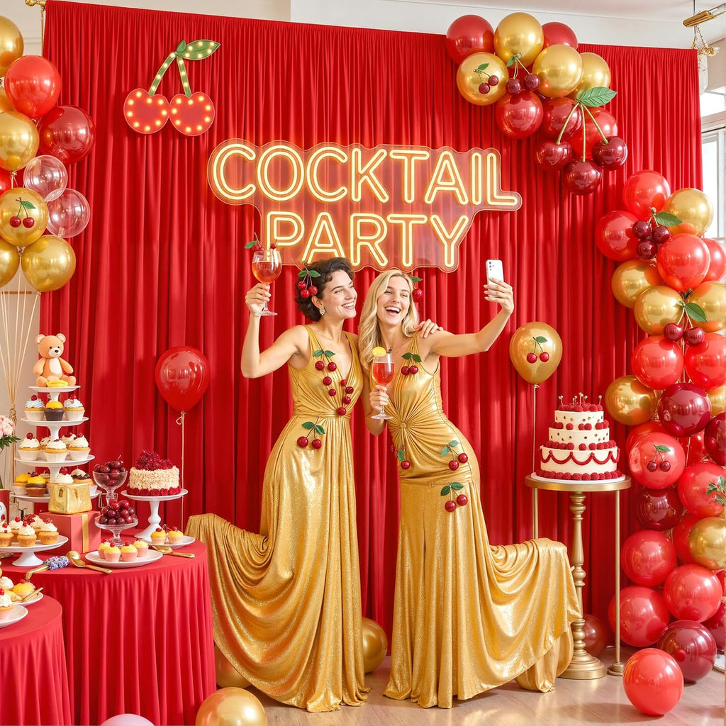 8 Panels Red Backdrop Curtains for Wedding Party Wrinkle Free Backdrops Curtain Drapes Fabric Decorations Photo Back Drop Cloth for Baby Shower Photography Stage Reception 40ft(W) x 12ft(H)