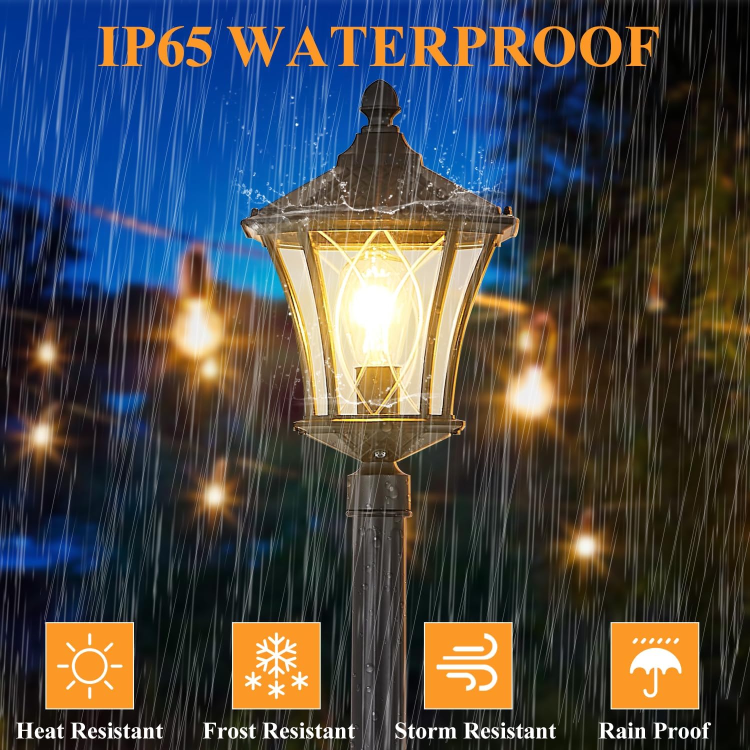 Outdoor Lamp Post Lights with Outlet, Dusk to Dawn Pole Lamp with Patterned Glass, Aluminum Waterproof Outside Street Light with Plug, Hardwired Black Light Pole for Backyard, Garden, Driveway