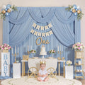 50ftx10ft Wrinkle Free Dusty Blue Backdrop Curtains for Parties, Silky Polyester Photo Backdrop Drapes 10 Panels 5x10ft Back Drop Cloth for Wedding Birthday Baby Shower Photography Background