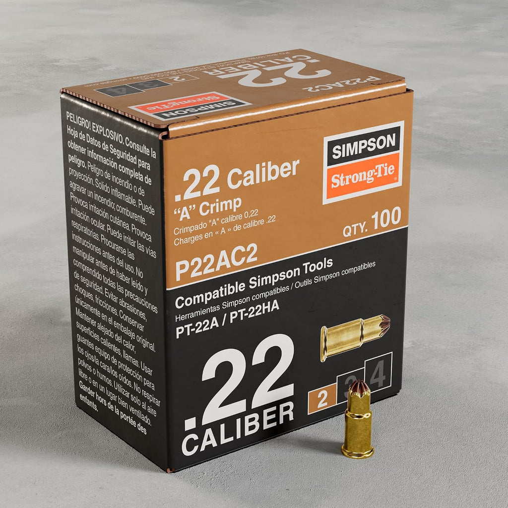Simpson Strong-Tie P22AC2 P22AC 0.22-Caliber A Single-Shot Crimp Loads, LVL 2, Brown (100-Qty) (Pack of 100)