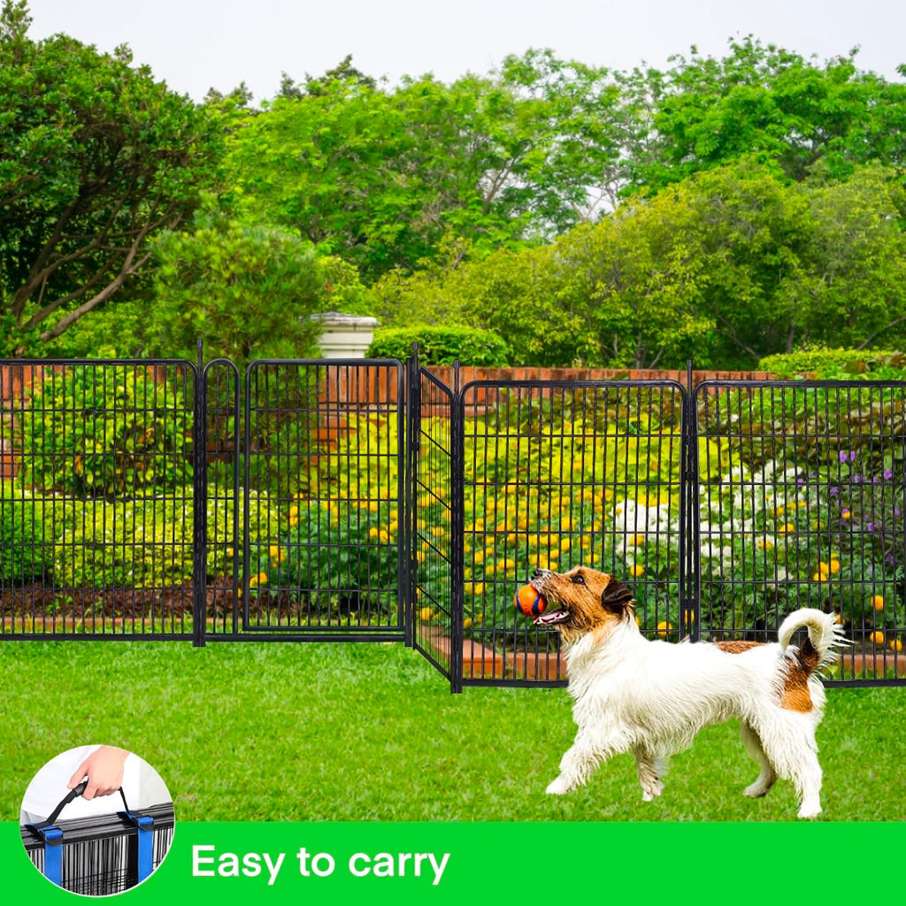 Garden Fencing 40 inch High, Dog Fence Outdoor for Yard, 21' Wide Low Threshold Gate, Fencing for Garden Beds, Garden Fence Border,Animal Barrier Fences, 8 Panels Total 17.7 Ft(L)