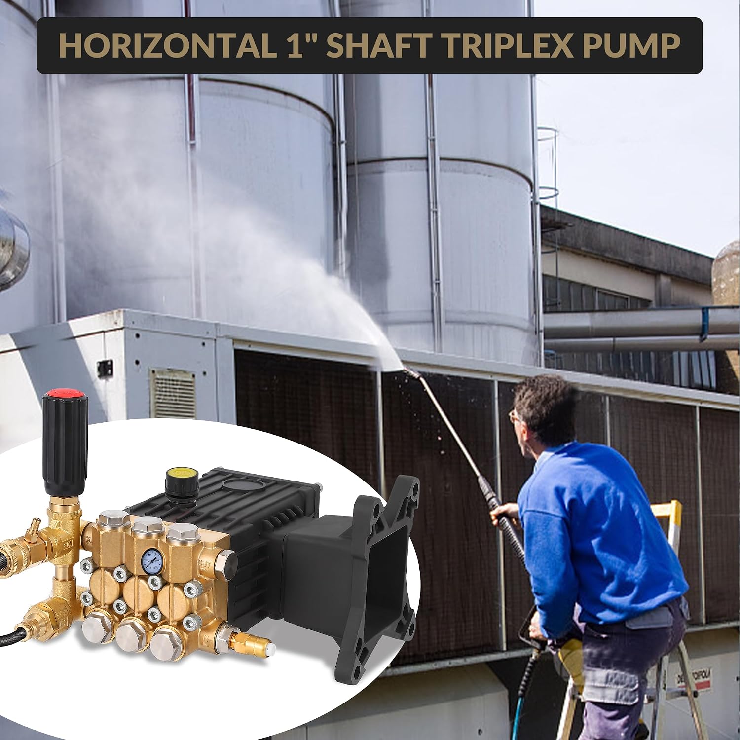Pressure Washer Pump, 4000 PSI 4.0 GPM, 1 in Shaft Horizontal Plunger, Replacement Power Washer Pumps Kit, Parts Washer Pump, Compatible with Simpson, Ryobi, Subaru, Craftsman