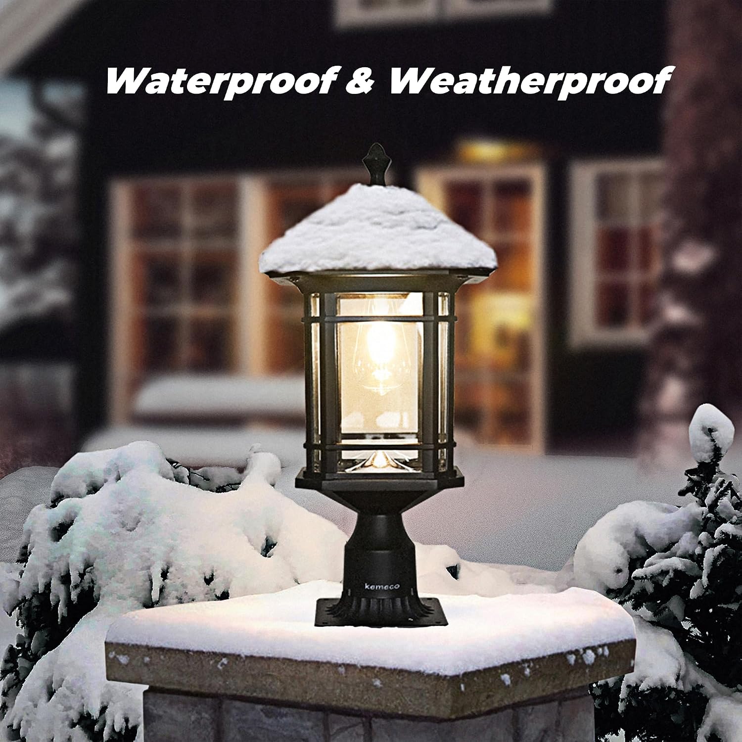 Solar Post Light Outdoor, ST4338Q Dusk to Dawn Post Lamp Solar Powered with Pier Mount Base for Pole Pillar Gates Yard Garden Pathway