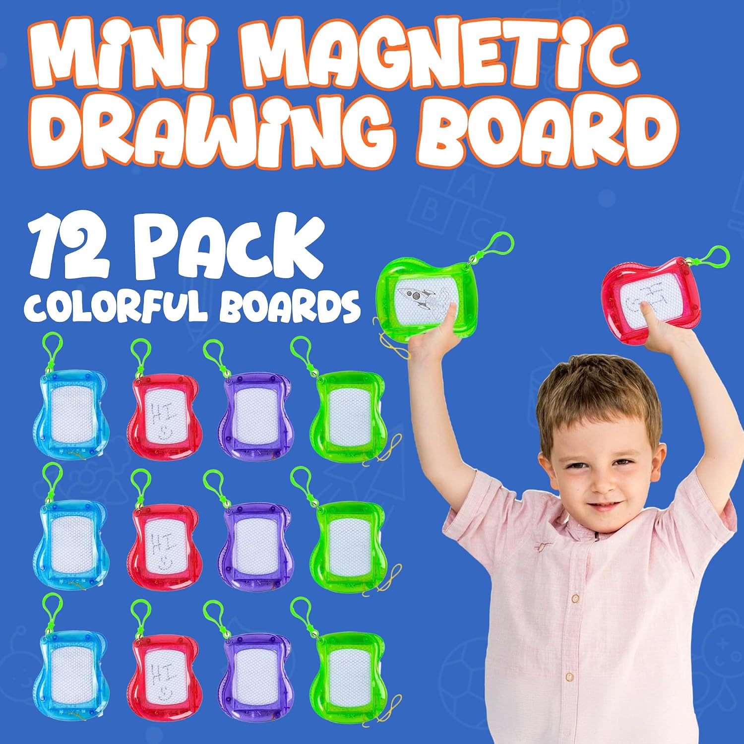 Mini Magnetic Drawing Board for Kids - (Bulk 300 Pcs) Backpack Keychain Clip Drawing Boards, Erasable Doodle Sketch Writing Pad Boys & Girls, Birthday Kids Party Favors & Goodie Bags Stuffers