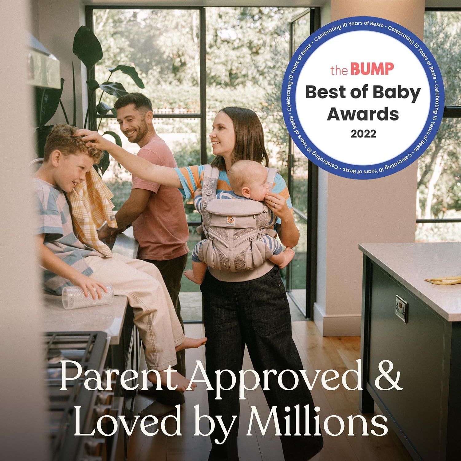 Ergobaby Omni Classic Baby Carrier Newborn to Toddler - Breathable Baby Carriers for Summer - All-Position Carrier with Lumbar Support (7-45 Pounds), Mesh, Soft Olive Diamond