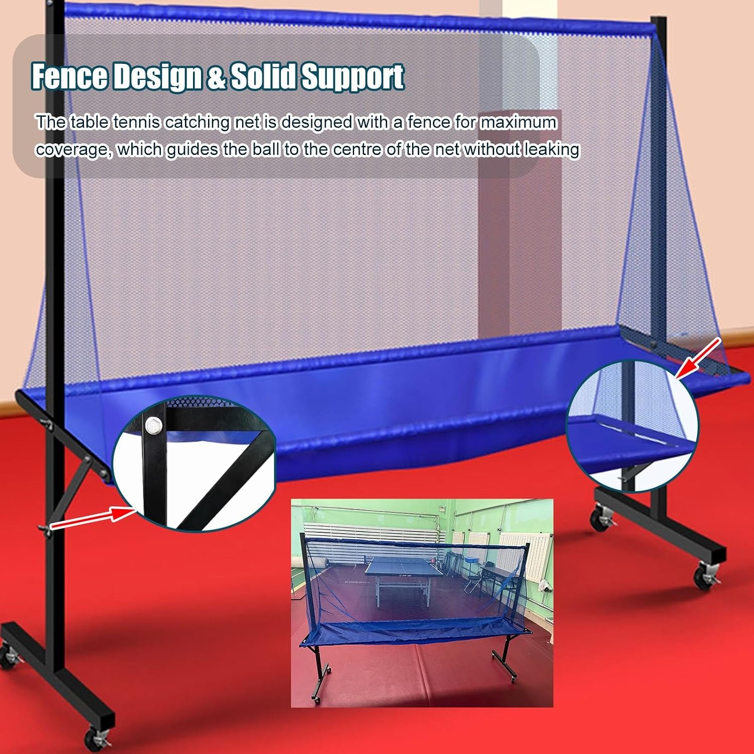 55 Inch High Table Tennis Robot Catch Net, Adults & Kids Training Tool for Multi Ball Drills, Ping Pong Recycle Catcher Equipment for Indoor Outdoor Serve Practice