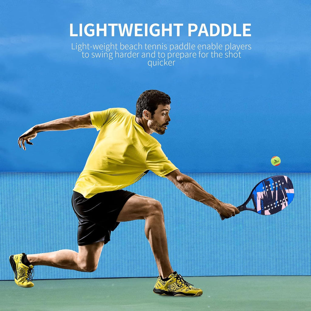 Beach Tennis Paddle Beach Tennis Racket Carbon Fiber with EVA Memory Foam Core Tennis Paddles