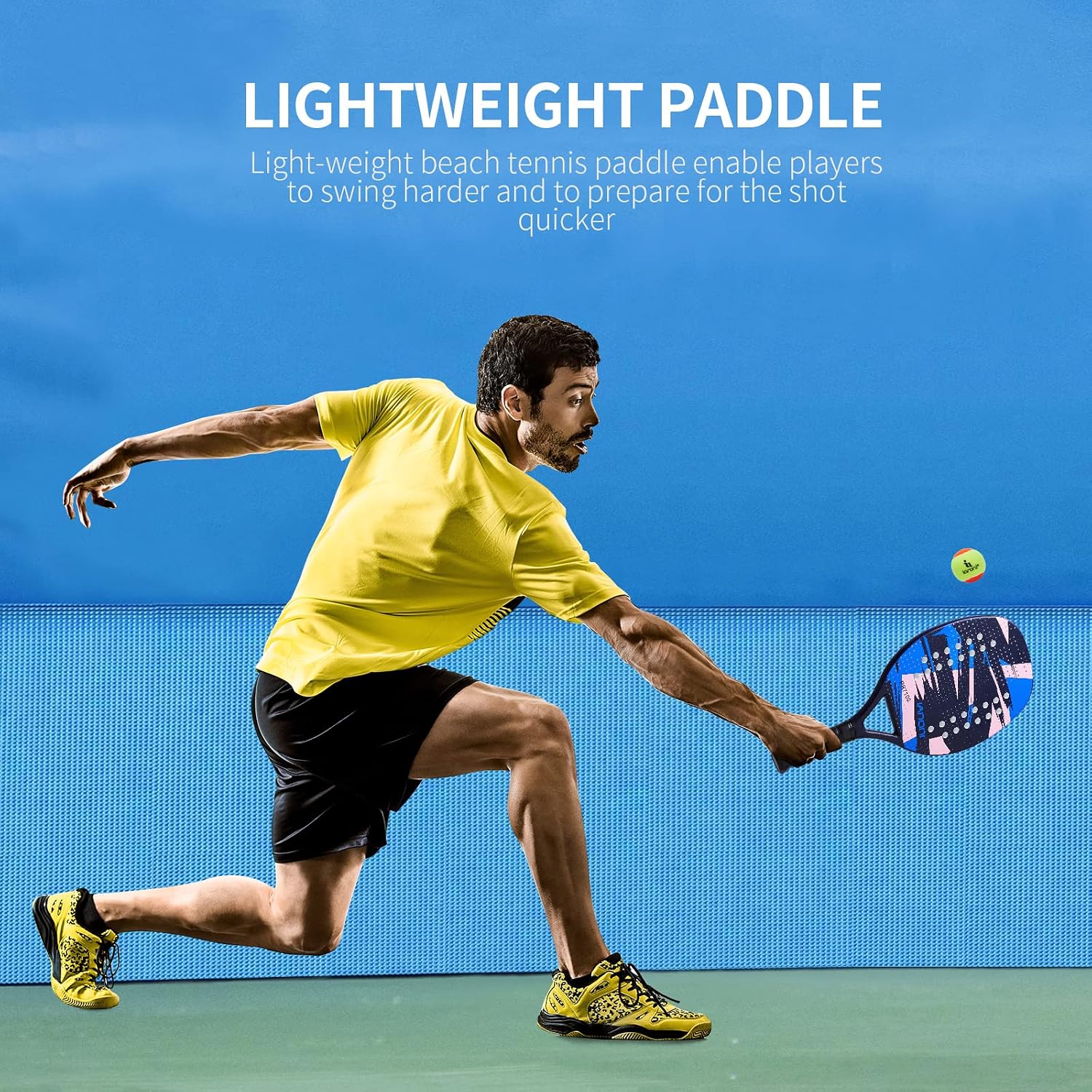 Beach Tennis Paddle Beach Tennis Racket Carbon Fiber with EVA Memory Foam Core Tennis Paddles