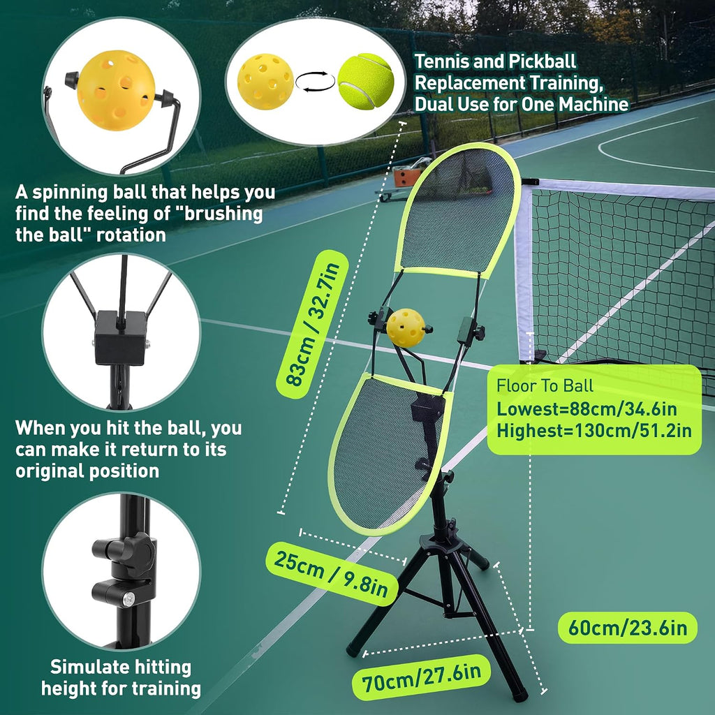 Pickleball Topspin Trainer,Solo Pickleball Practice Equipment,Portable Pickle Ball Training aids-Master Topspin&Backspin Techniques,Multi-Setting Trainer for Courts,Homes&Beyond