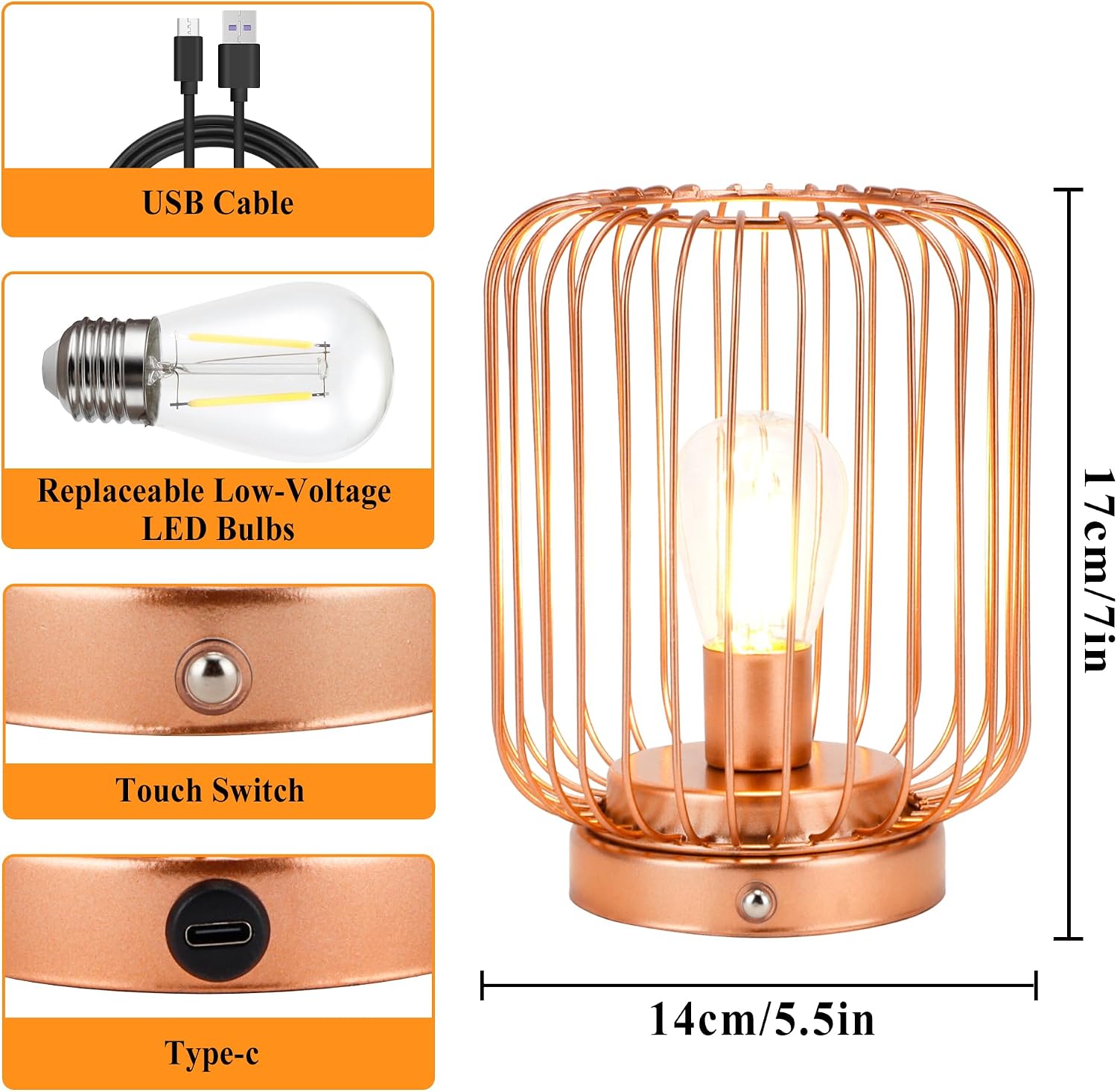LED Cordless Table Lamps Set of 12 Rechargeable Battery Operated Desk Lamp 7 'H Touch Dimmable Wireless Lamp for Indoor Outdoor Bedrooms Office Wedding Parties Patio（Cylinder）