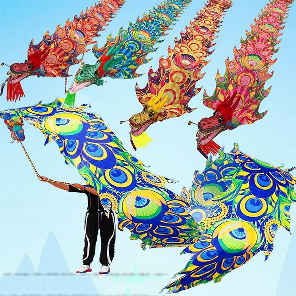 Chinese Dragon Costume 3D Lion Dance Ribbon Streamer Silk Cloth Dragon Dance Long Dragon Ribbon Streamer Dragon and Lion Dance Props Lion Dance Costume(Yellow,10m)