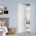 32' x 80' Prehung Door 2-Panel Slab Doors with Jamb Kit, Solid Core MDF Interior Door for Bathroom Pantry Laundry, Home Doors, White Primed Easy Assemble - Left Handed Silver Hinge