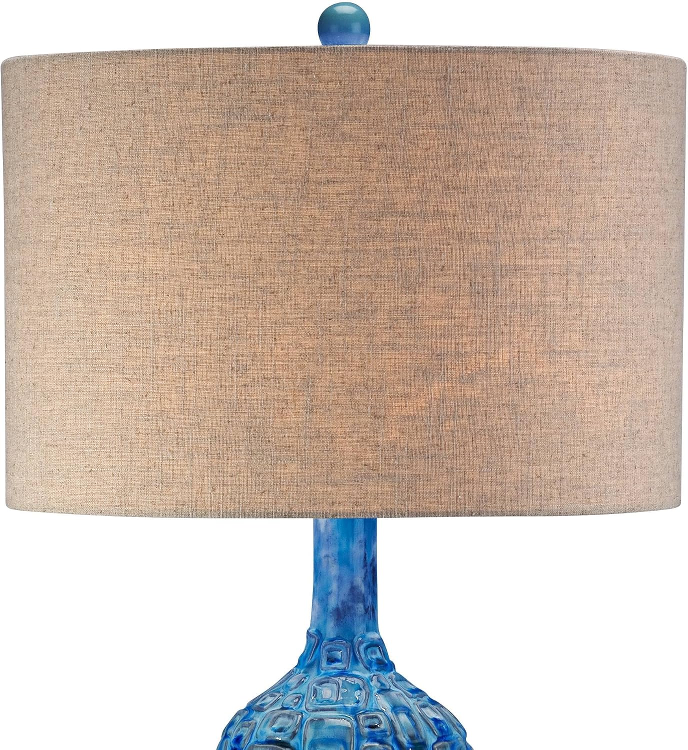 Possini Euro Design 36' Tall Large Mid Century Modern Farmhouse Rustic Coastal End Table Lamps Set of 2 Teal Blue Ceramic Living Room Bedroom Bedside Nightstand House Office Home Reading Tan Shade