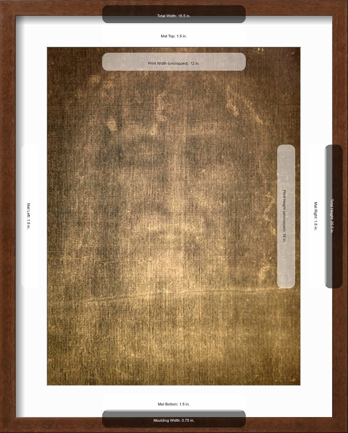 ART.COM Framed Wall Art Prints Detail of Shroud of Turin in Chiesa Della Ss. Annunziata Church, Turin, Piedmont, Italy, Europe, Places Decor, 12' x 16', Espresso Frame with White Mat