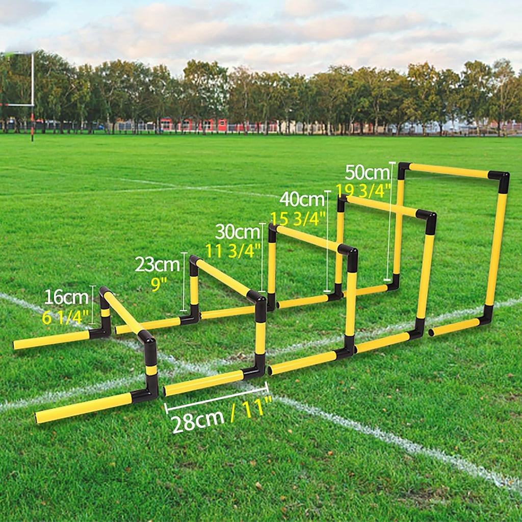Portable Hurdles Training Equipment, 5 Pack Different Height Hurdles for Kids, Plastic Soccer Agility Workout Trainer Kit, Track and Field Hurdles (Color : Yellow)