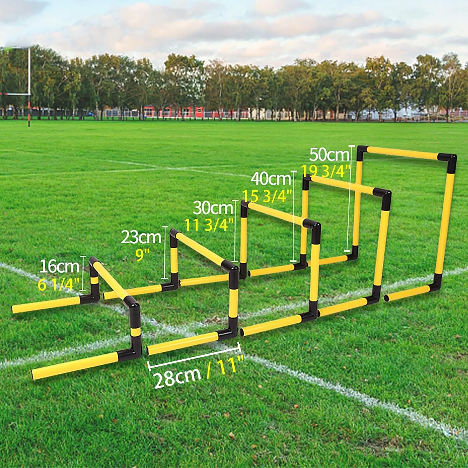 Portable Hurdles Training Equipment, 5 Pack Different Height Hurdles for Kids, Plastic Soccer Agility Workout Trainer Kit, Track and Field Hurdles (Color : Yellow)