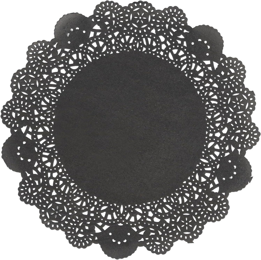 Restaurantware Black Paper Doilies 4000 Count 8 x 8 Inch, Disposable, Long Lasting Absorbent Paper Doilies for Tables with Elegant Lace Finish for Pastries, Cupcakes, Cookies and Desserts