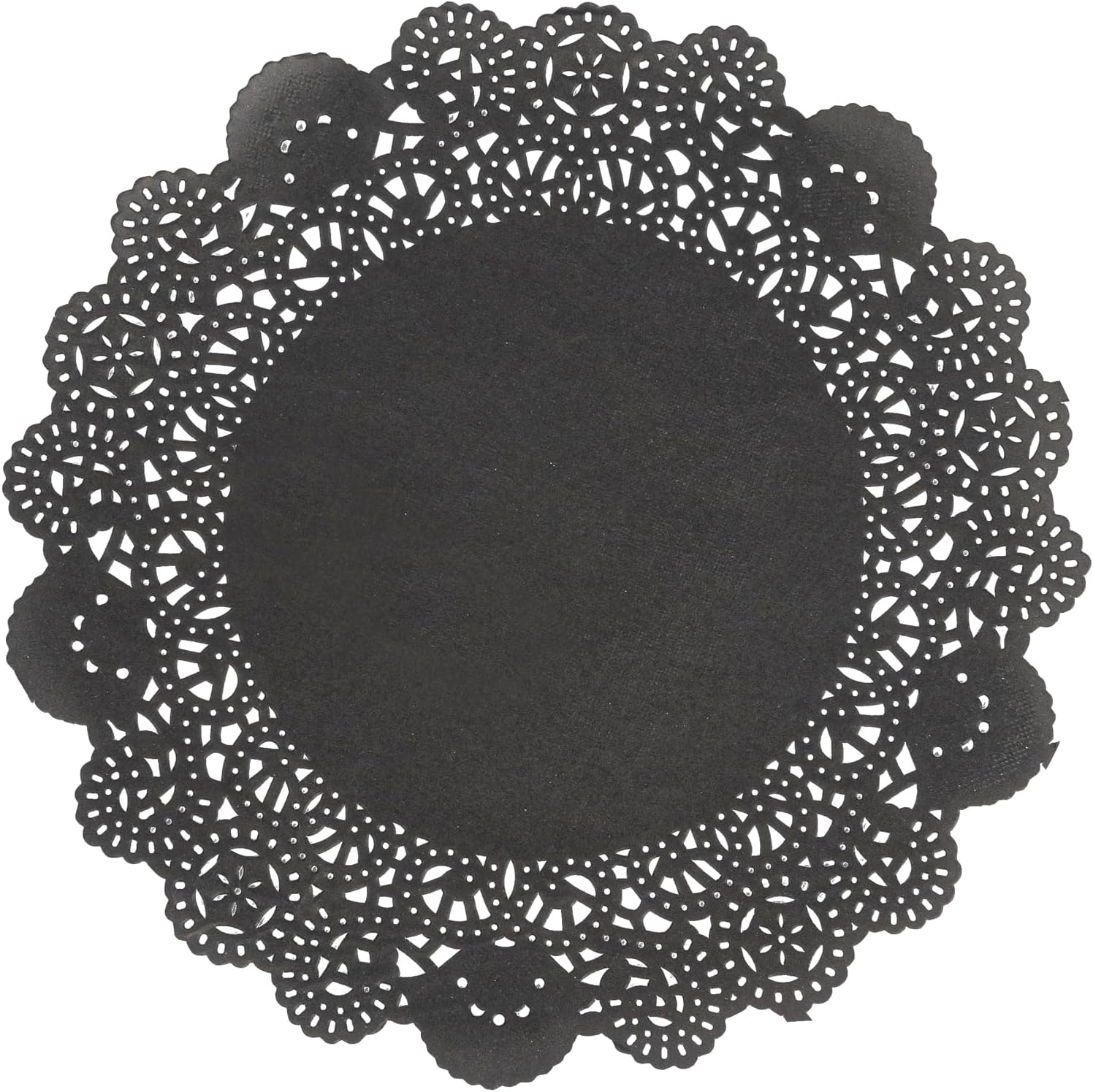 Restaurantware Black Paper Doilies 4000 Count 8 x 8 Inch, Disposable, Long Lasting Absorbent Paper Doilies for Tables with Elegant Lace Finish for Pastries, Cupcakes, Cookies and Desserts