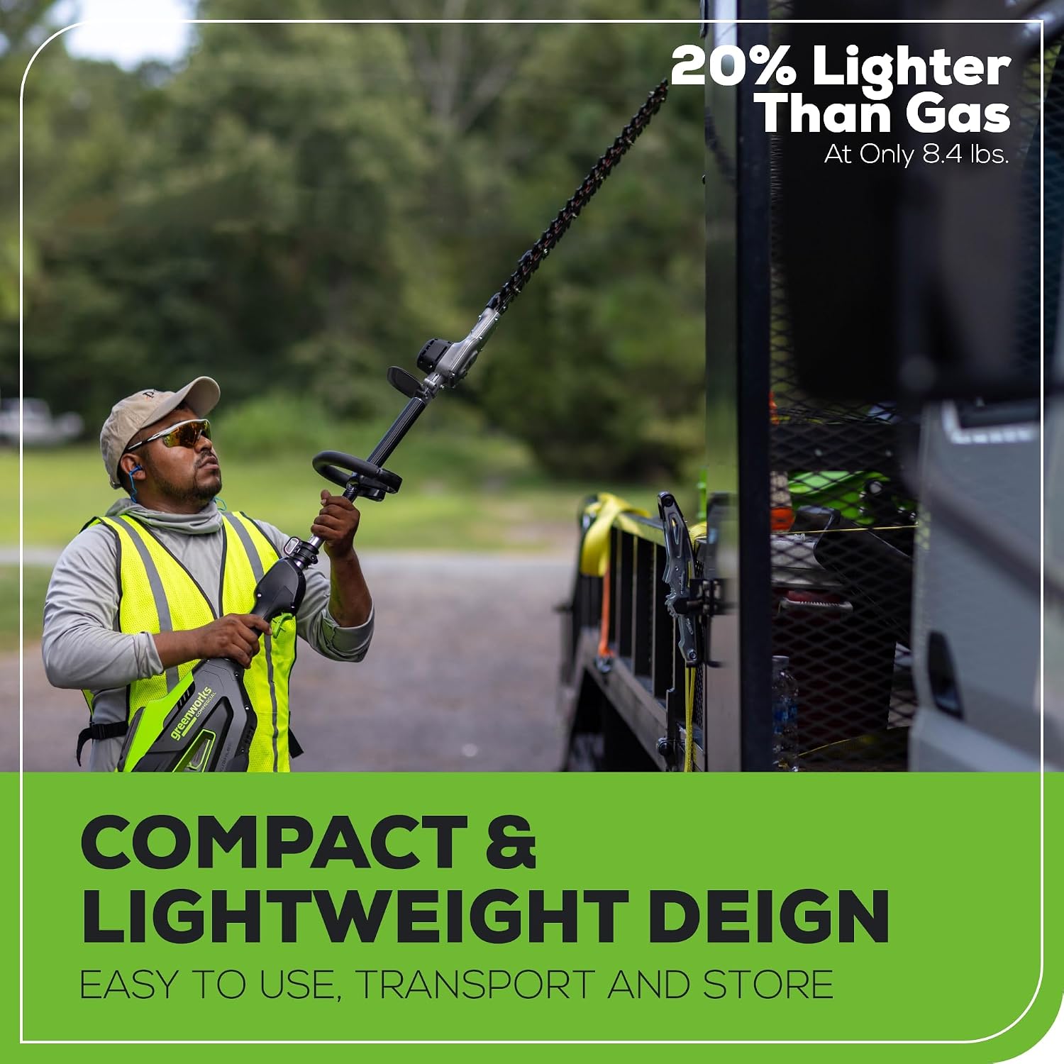 Greenworks 82V 24' Brushless Cordless Short Pole Hedge Trimmer, 2.5Ah Battery and Dual Port Rapid Charger (Great for Landscapers and Professionals)