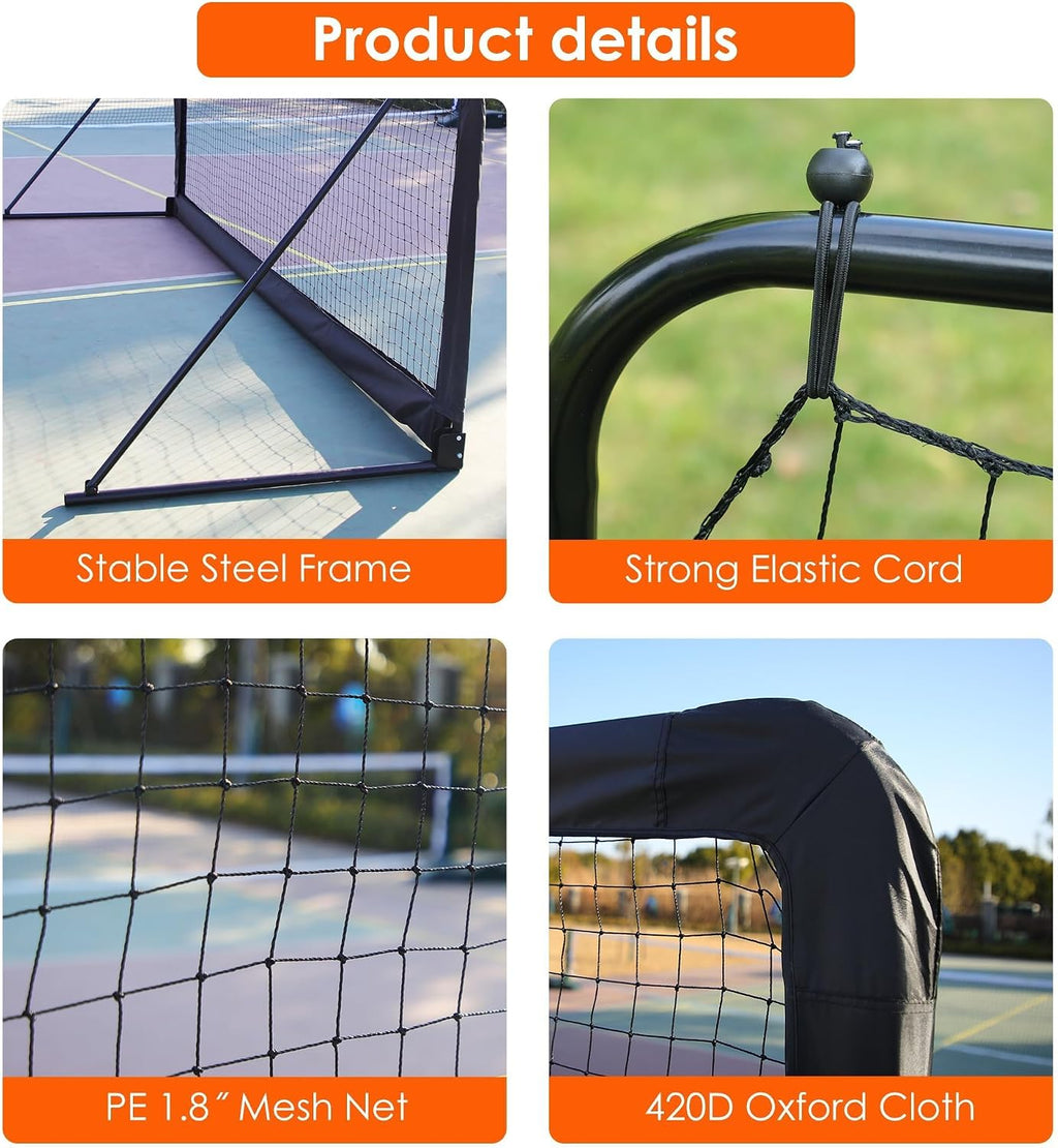 Tennis Rebound Practice Wall - 12ft x 6ft Rebounder Net for Tennis & Racquet Sports Ball & Pickleball, Training Tennises Backboard Net for Court Backyard and Indoor & Outdoor Training, Black
