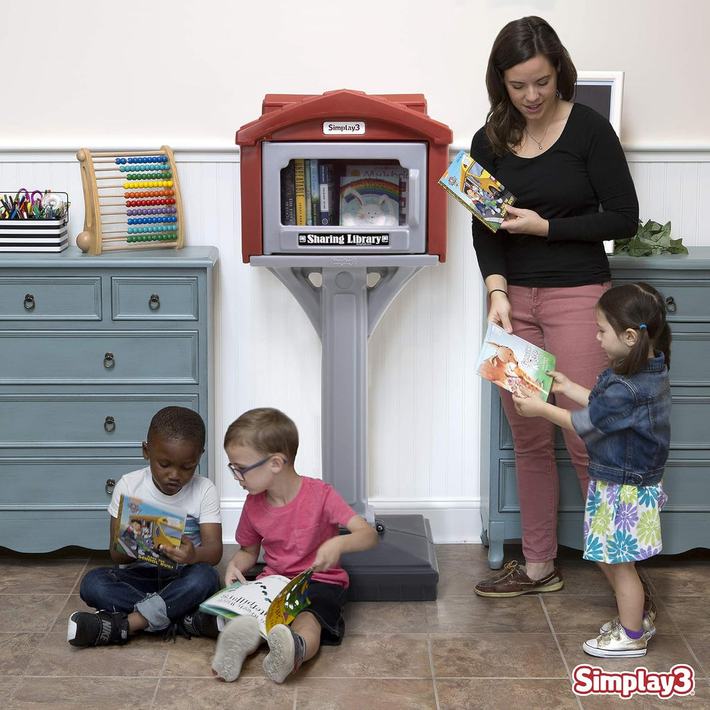 Simplay3 Dig-Free Sharing Library for Indoor or Outdoor Use, Little Sharing Library for Neighborhoods and Schools, Made in USA