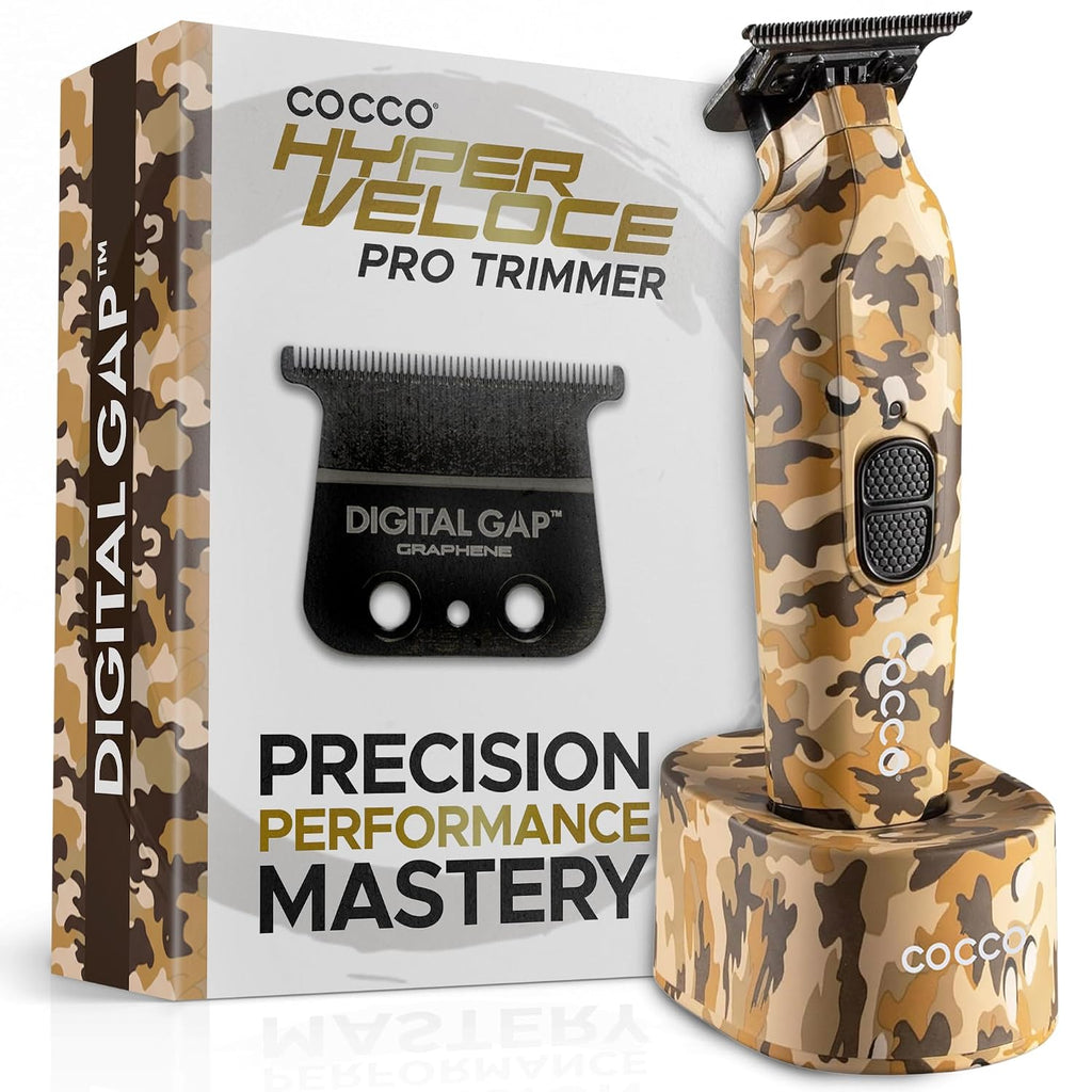 Cocco Hyper Veloce Pro Trimmer, Digital Gap Graphene Blade Edger, High-Torque Brushless BLDC Motor, Cordless, All-Metal Design, Lithium-Ion Battery, Charging Base Included