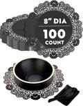 Restaurantware Black Paper Doilies 4000 Count 8 x 8 Inch, Disposable, Long Lasting Absorbent Paper Doilies for Tables with Elegant Lace Finish for Pastries, Cupcakes, Cookies and Desserts