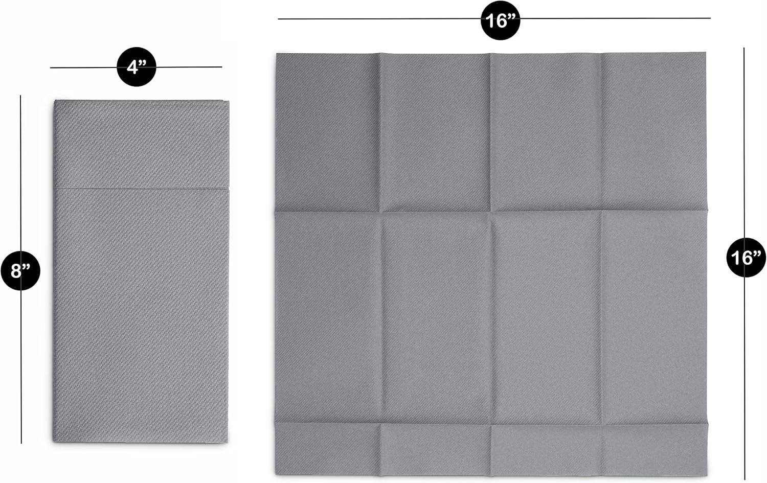 Disposable Linen-Feel Dinner Napkins with Built-in Flatware Pocket, 500-Pack GRAY Prefolded Cloth Like Paper Napkins For Dinner, Wedding Or Party [Silverware NOT Included]